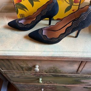 Black suede evening shoes